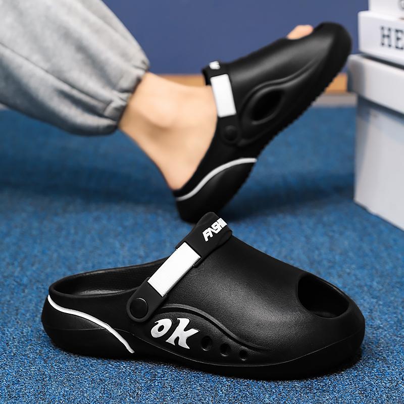 Fashion Summer Men Massage Sandals Slippers Indoor Outdoor Sandals Beach Casual Shoes Soft Sole Slides Men's Leaky Toed Fish Mouth