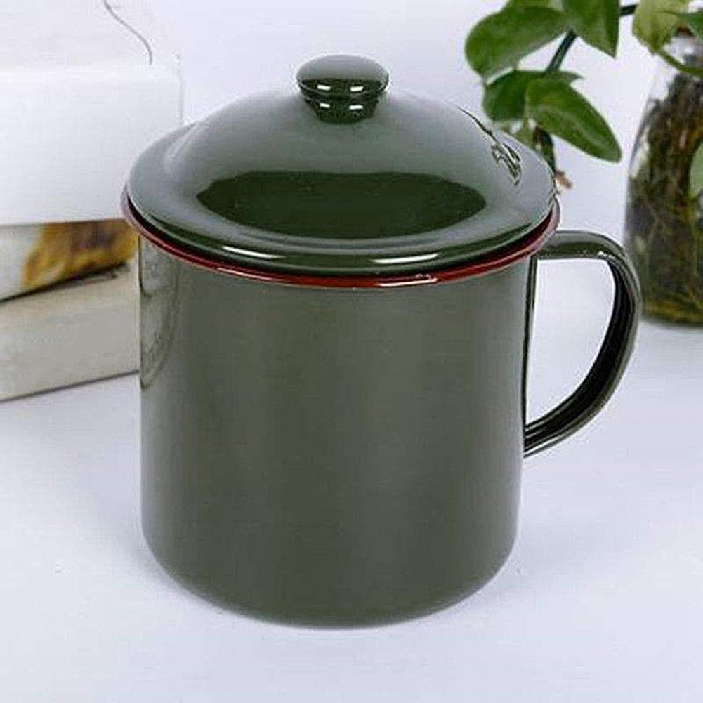 360/500/660ML Emaille Milchbecher Rostfrei Gesund Umweltfreundlich Retro Wasserbecher Mit Deckel Haushaltswaren