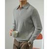 Men's Heavyweight Wool Seagull Collar Sweater - Thick Warm Business Pullover for Autumn/Winter.
