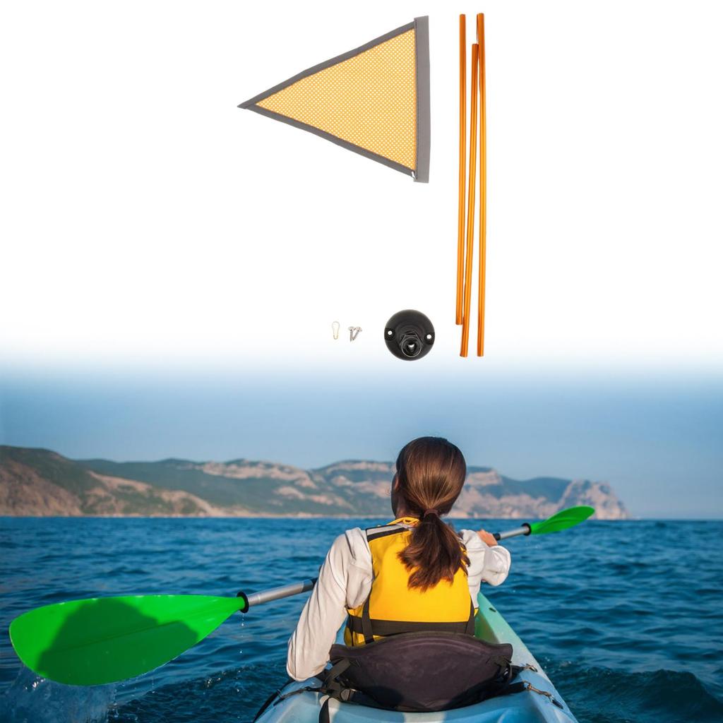 Kayak Safe Flag Mount Kit Three Section Reflective Pole Base Kit for Watercraft Kayaks Canoes Boats