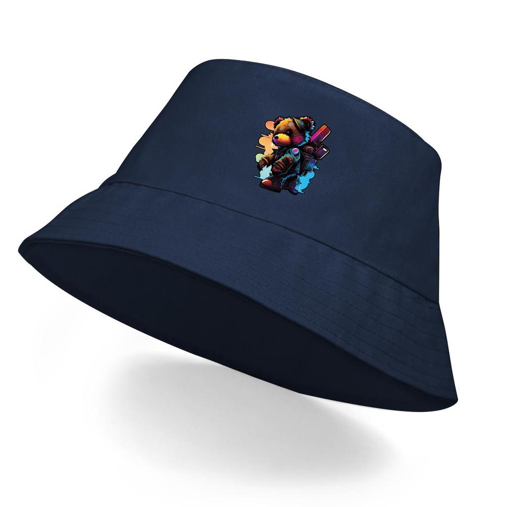 Pălărie Bucket cu Imprimeu Colorat cu Urși, Pălărie Cool Animal Fisherman Culoare Solidă de Vară Unisex pentru Plajă