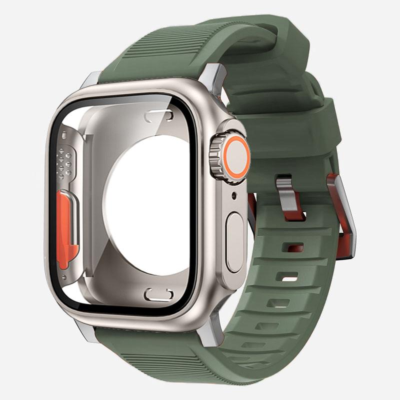 Cinturino in nylon + custodia per Apple Watch Custodia 44mm 45mm 41mm 40mm Copertura in vetro temperato Cambia in Ultra per iWatch Serie 8 7 SE 6 5 3