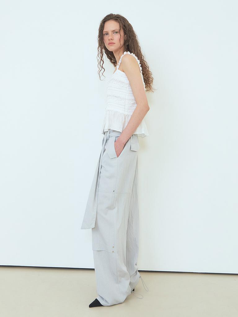 ETMON Lace Texture Sleeveless Blouse White