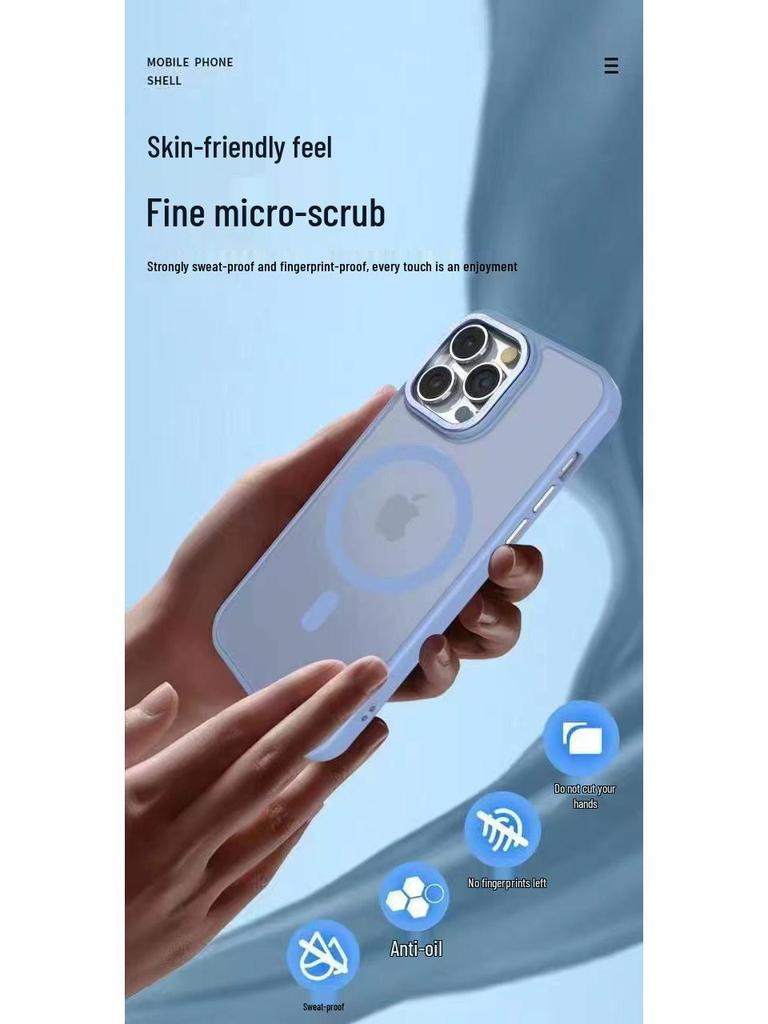 Magnetic Semi-Transparent Matte Phone Case for iPhone 16 Pro Max/15/14 Pro/13/12/11