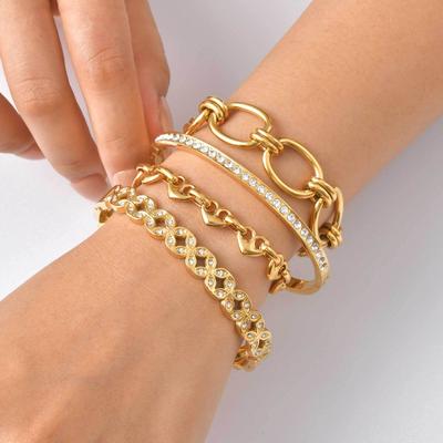 Vnox Stainless Steel Chain Bracelet For Women Girls Layered Charm Heart Statement Hand Jewelry Christmas Gifts