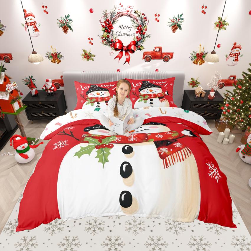 Homewish Chic Christmas Tree Duvet Cover SetKawaii Santa Claus Comforter Cover SetKids Xmas Gifts Bed Set For Boys Kids