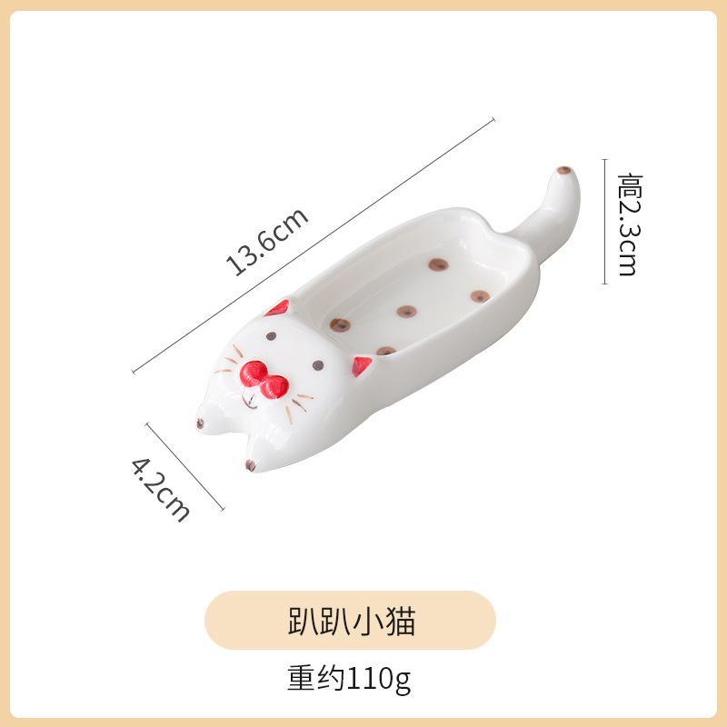 

Cute Cartoon Ceramic Dipping Dish, Household Creative Japanese Kitten Chopstick Rack, Spoon Holder, Sauce Dish, Seasoning Sauce Oil Dish