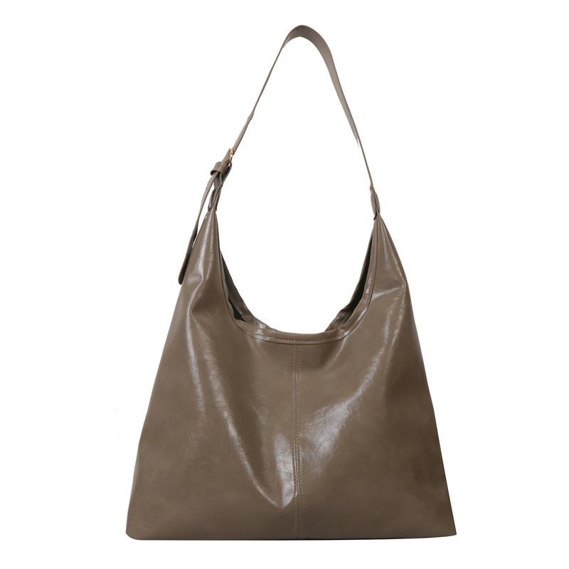Chic Retro Tote Bag For Women In Black Khaki Brown With Spacious Interior For Daily Use