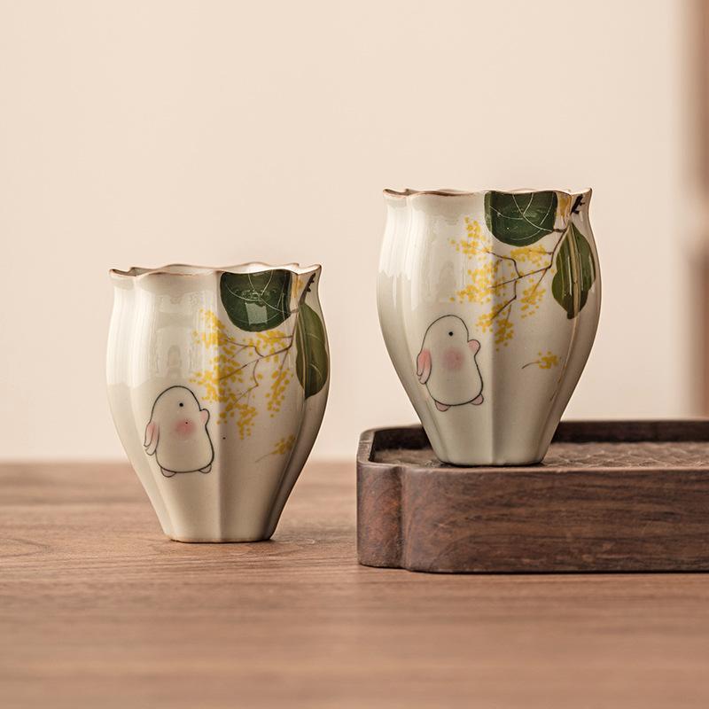 Hand-painted Rabbit Tea Cup Japanese Ceramic Teacups Porcelain Household Chinese Kung Fu Teaware Set Master Mugs Tea Ceremony