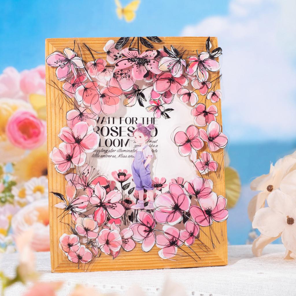 15pcs Flower Sticker Decorative Scrapbooking Junk Journaling DIY Card Making Scrapbook Materials Craft Daily Planner