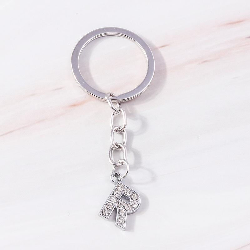 Fashion Initial 26 Letters A-Z Alphabet Keychain Rhinestone Key Ring Pendants for Car Key Bag Decor Charms DIY Accessories