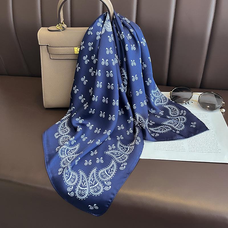 European and American Simple Cashew Print Square Scarf Fresh and Fashionable Temperament Imitation Silk Scarf for Women