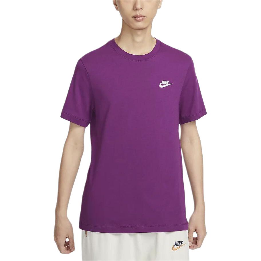 Nike Sportswear Club Weiche Baumwolle Einfarbig Rundhals Lässig Kurzarm Atmungsaktives T-Shirt Herren T-Shirts Tech-Purple AR4999-504
