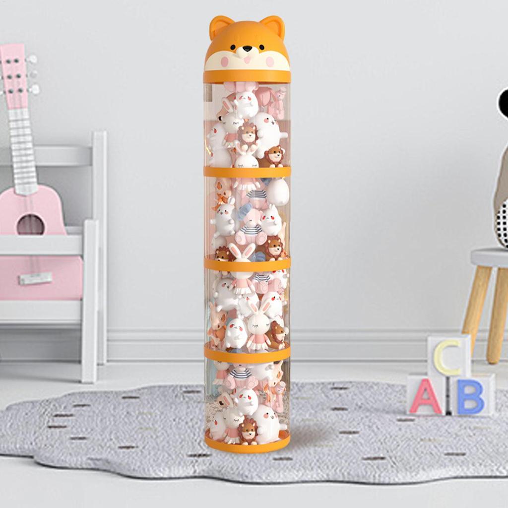 Home Plush Toy Storage Bucket Large Capacity Transparent Storage Tube with Wheels Children's Plush Toy Stuffed Storage 3/4-layer