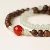 Agarwood & Hetian Jade Women's Bracelet Gift: Half Mountain Half Water Design with Lucky Southern Red Beads