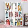 2pcs,2D Plane Printing Curtains Culinary Tools Art Polyester Easy Install (without Rod) All Seasons Use for Bedroom & Various