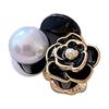 Camellia Flower Hair Claw Clip Simple Multifunctional Flower Artificial Pearl Hair Clip for Party Black