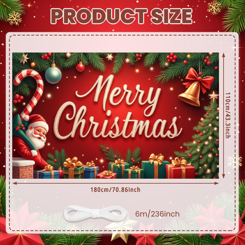 Photo Prop Cozy Design Santa Claus Banner Festive Decor Colorful Lights Christmas Banner For Home Decoration Event Decor Indoor