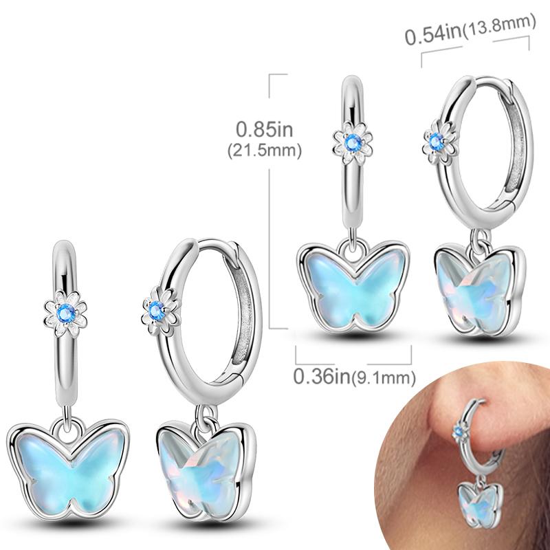 New Women Earrings Original 925 Silver Hoop Earrings Engagement Wedding Birthday Drop Earring Women Jewelry Gifts