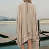 Abito Elegante da Donna in Chiffon con Dettaglio a Volant Collo Alto Manica Svasata Mini Abito Casual Vestibilità Larga Abito Estivo