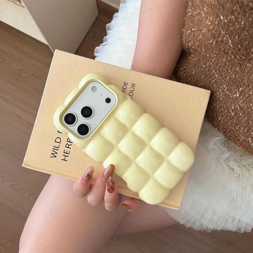 Niche Electroplated Solid Color Bubble Case for iPhone 16/17 Pro Max, 14/15