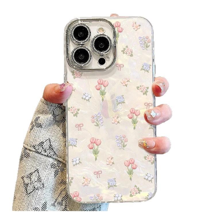 Full Screen Floral Tulip Suitable for Apple 17Promax Mobile Phone Case iPhone16/15/14 Shell Pattern 13 Sets