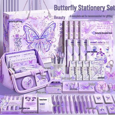 2026 DIY Purple Butterfly Transparent Detachable Pencil Case - Unique Stationery Set for Girls