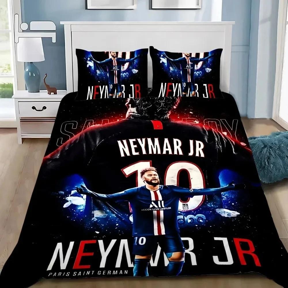 Modisches Fußball-Superstar N-Neymar Bettwäscheset 3D-bedruckter Bettbezug Bettwäscheset Weich King Full Size Bettwäscheset Für Jungen
