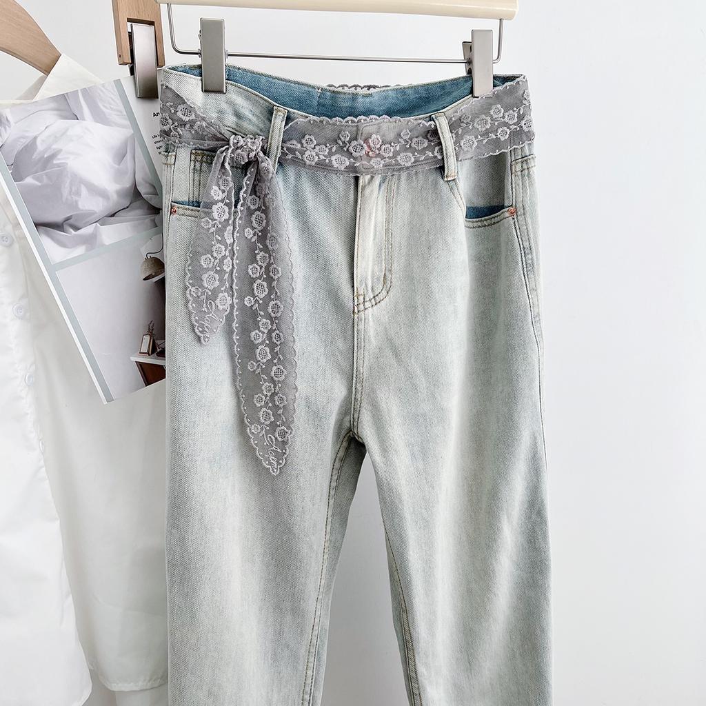 White Lace Hollow Belt, Waist Decoration, Thin and Long Silk Scarf, Female Korean Ins Accessories, Slender and High-end Sense, Versatile