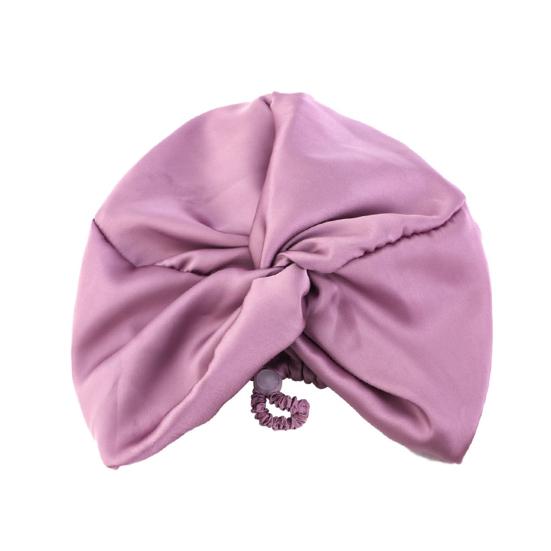 Hair Care Hat Adjustable Telescopic Double Layer Satin Shower Cap Knotted Design Waterproof Hair Bonnet