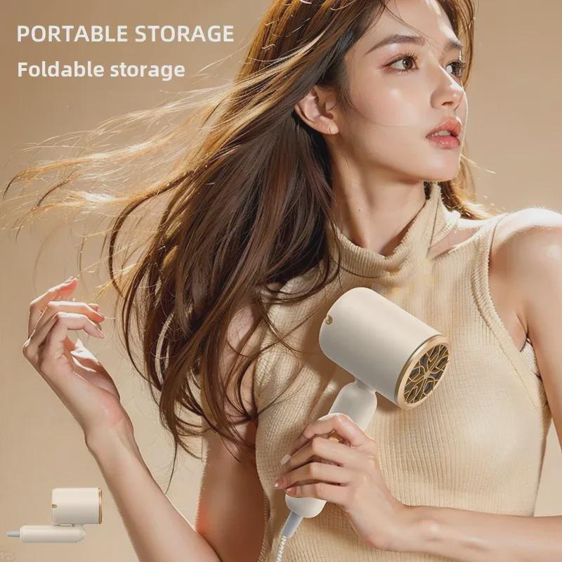 Foldable Negative Ion Hair Dryer with Blue Light for Home, Salon, and Dorm Use