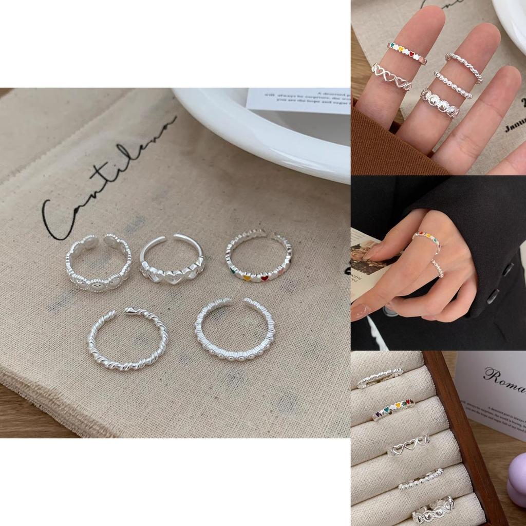 Exquisite Heart Ring For Women Adjustable Open Design Trendy Korean Style Fashion Jewelry