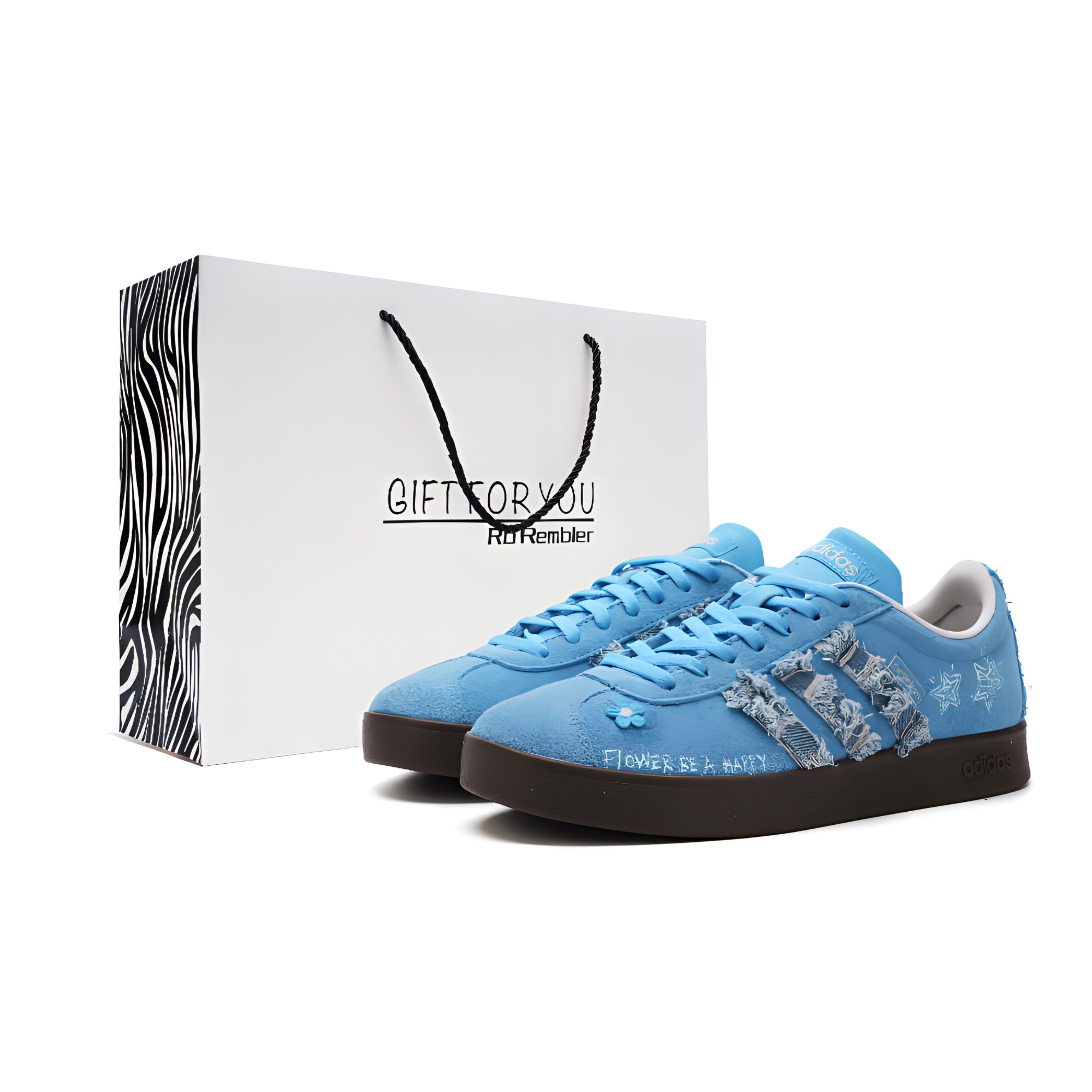 

Adidas VL COURT 2.0 Slip Resistant Low top Skateboard Shoes Unisex Blue JS4594(Team277-S-BOX) 35⅔