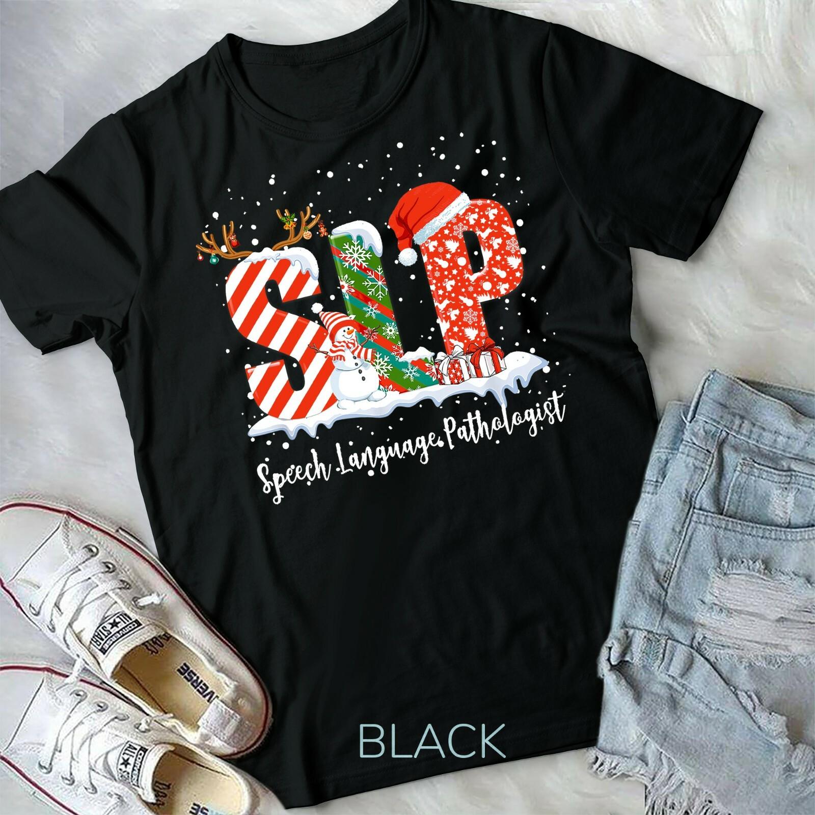 Funny SLP Speech Language Pathologist Santa Christmas Pajama Unisex Form T-shirt XXL