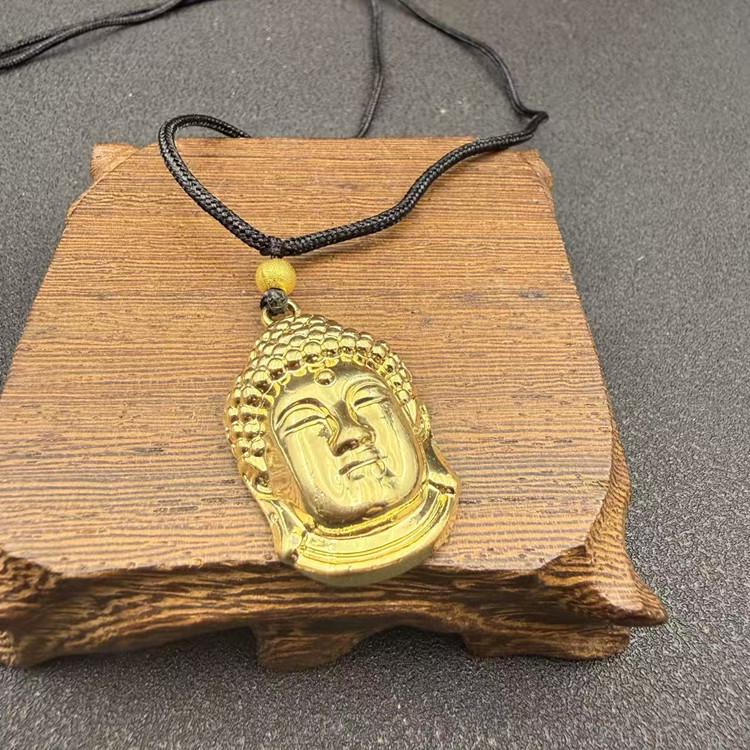 Vietnam Gold-Plated Flame Guanyin Buddha Necklace with Dragon Pixiu and Peace Pendant