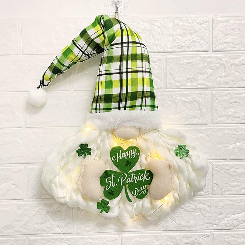 Patricks Day LED Lighted Gnome Doll Dwarfs Ornament Swedish Tomtes Hangings Sign Holiday Party Front Door Wall Gift