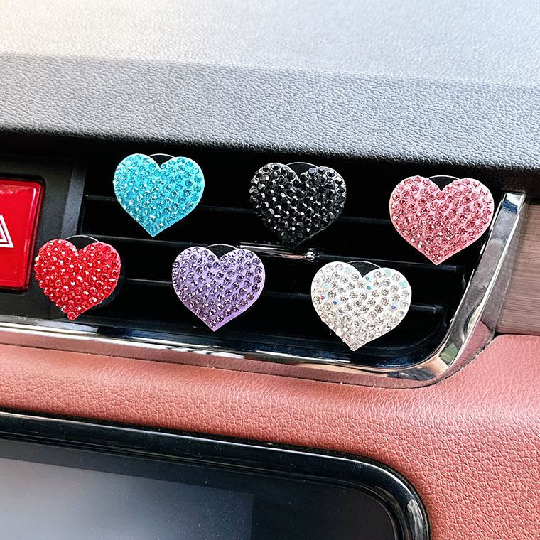 Diamond Rhinestone Peach Heart Car Air Vent Aromatherapy Clip - Love Car Perfume Decoration