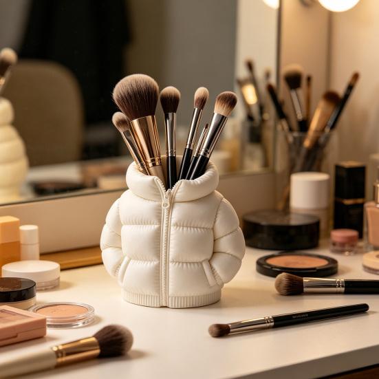 Rainbow Down Coat Pen Holder, 3D Printed Puffer Jacket Desk Organizer, Creative Storage for Stationery And Brushes