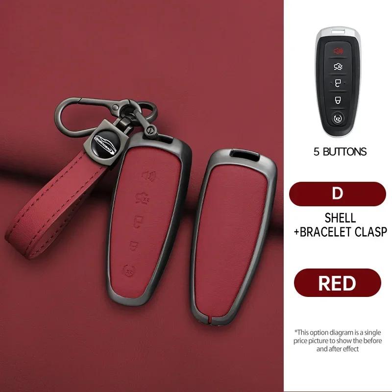 Zinc Alloy Car Key Case Cover For Ford Escape Focus C Max Kuga Edge Explorer Taurus Keyring Remote Control 5 Button Protection