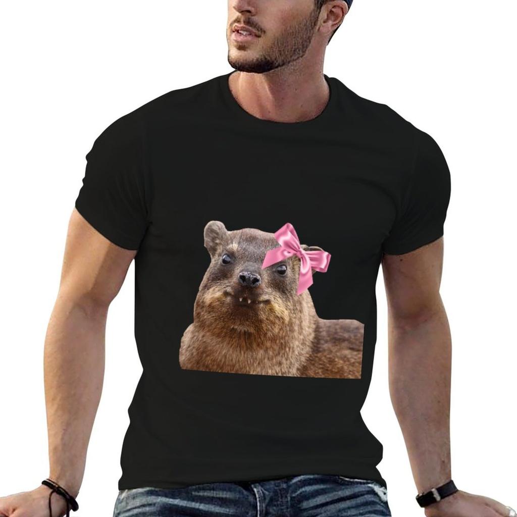 Cute Rock Hyrax Wearing Bow Tshirt Casual All Match Tee Shirt For Unisex