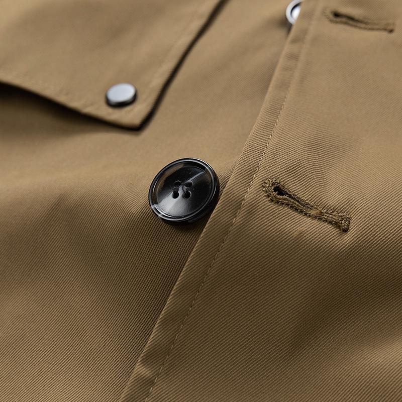 Men's Mid-Length Balmacaan Trench Coat with Rivet Detail - Versatile British Style Outerwear