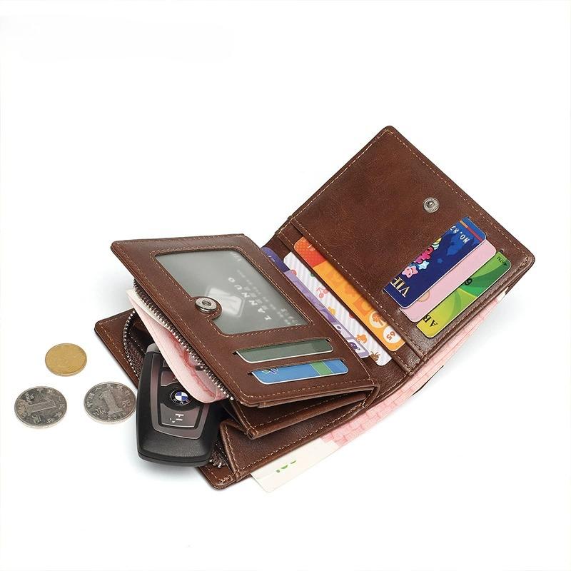 Portofele Bărbați din Piele de Înaltă Calitate Simple Scurte Clip pentru Bani ID Card de Credit Plic cu Fermoar Geantă Clutch Depozitare Multifuncțional Suport Card Bărbați Femei