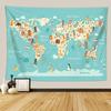 Nordic Style Animal World Map Tapestry Wall Hanging Children's Room Living Room Decor Beach Towel Thin Blanket Yoga Shawl Mat