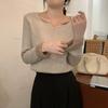 Fleece and thickened integrated fleece warm sweater women's soft waxy knitted top autumn and winter collar front shoulder inner bottoming shirt