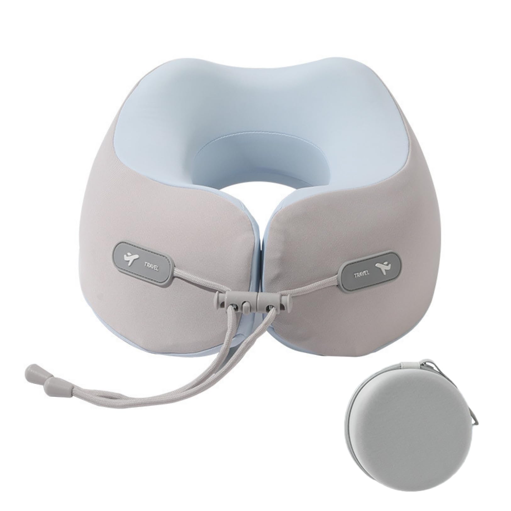 

PLEAVIT Travel Pillow, Compact, Portable, U-Shaped Neck Pillow for Airplane Travel, Light Blue