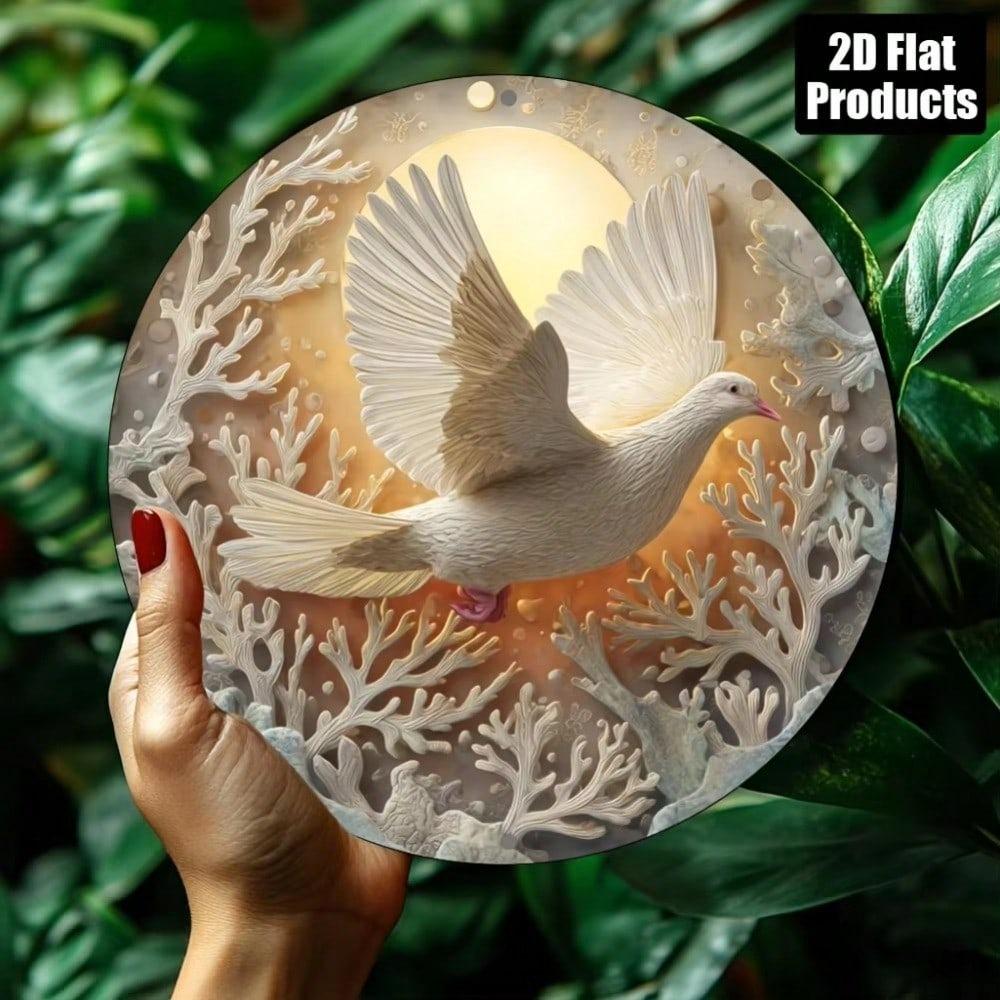 2D Round Metal Sign 8x8 Inch Pigeon Wall Art Rustproof Home Bar Cafe Office Decor Holiday Gift