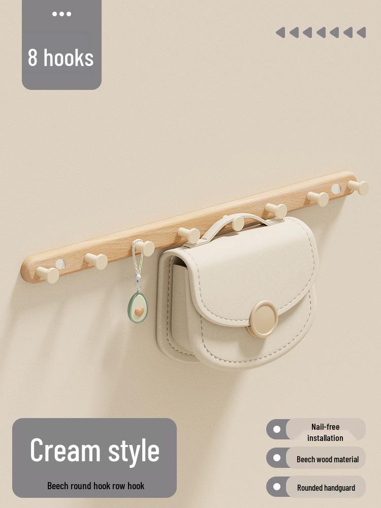 Log Style Wooden Wall-Mounted Coat and Clothes Hook