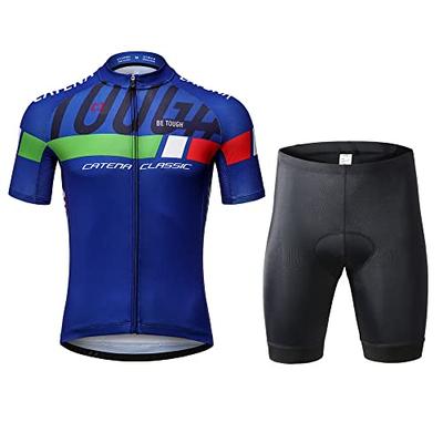 Ensemble Maillot et Cuissard de Vélo pour Homme CATENA, Haut à Manches Courtes et Bas, avec Rembourrage en Gel 3D, Respirant, Évacuant la Transpiration et à Séchage Rapide, Parfait pour Su