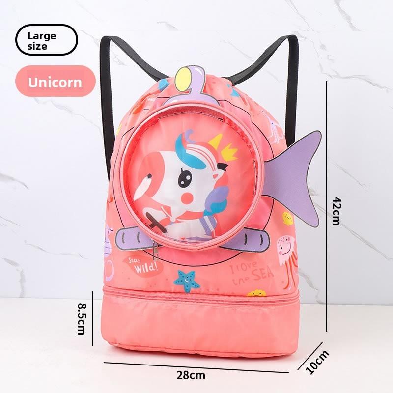 Kids Wet Dry Separation Swim Bag With Large Capacity And Cartoon Design For Bath And Travel