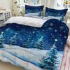 3pcs Blue Bedding Set Snowflakes Print Cozy Soft Duvet Cover King Queen Twin Size for Home Bedroom Decor New Year Christmas Gift